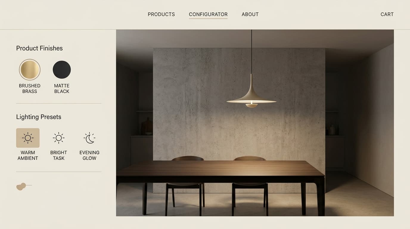 Architectural Lighting 3D Configurator & Storefront — Lumina Living